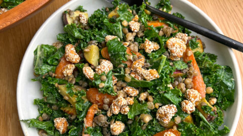 Kale Salad with Miso Tahini Dressing Kale Salad with Miso Tahini Dressing