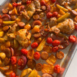 spanish chicken and chorizo sheet pan dinner