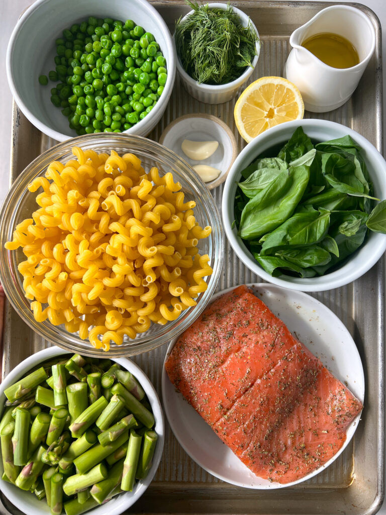 Ingredients for Salmon Pea Pasta with Asparagus